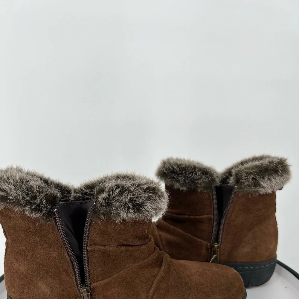 KHOMBU  FAUX FUR‎ BROWN LEATHER Women's Boots